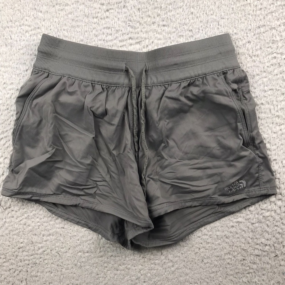 The North Face Aphrodite Motion Shorts Womens M Gray Nylon Drawstring 3.5" - Picture 1 of 10